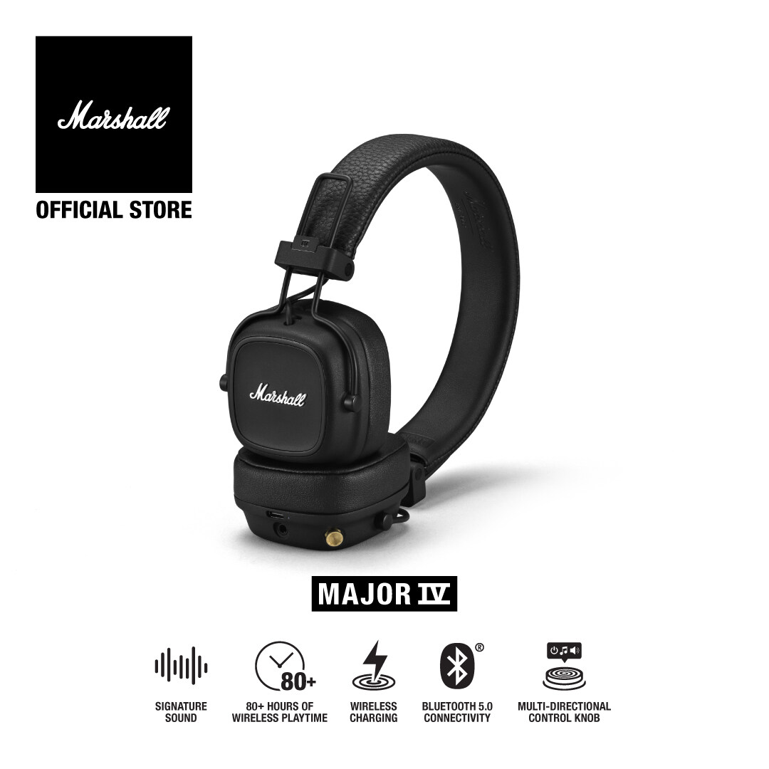 STOCK AVAILABLE] Marshall Major IV Bluetooth Headphones Black - 1 year  warranty + Free shipping (on ear headphone bluetooth headphone bluetooth  headset headphone wireless wireless headphone with mic wireless bluetooth  headphone headphone
