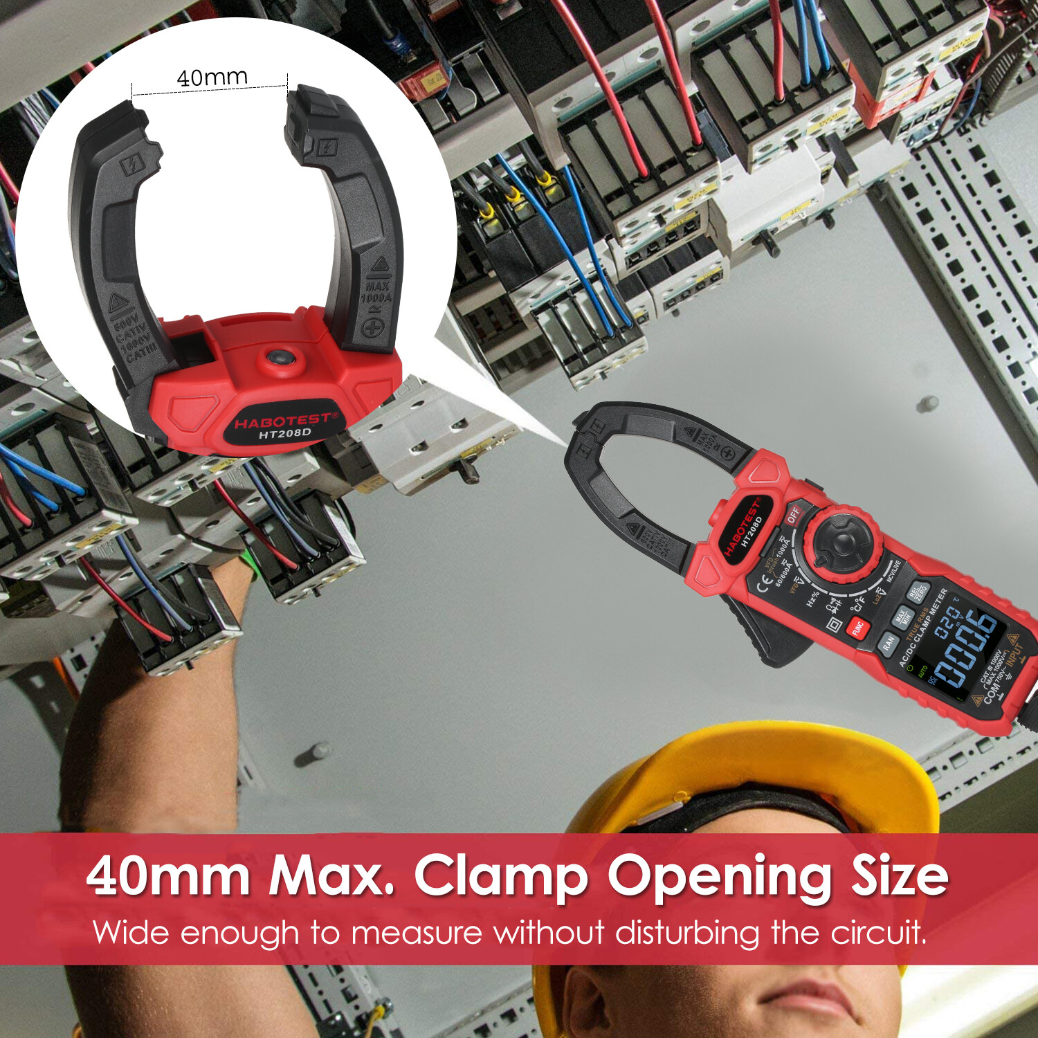 KKmoon HABOTEST AC/DC Digital Clamp Meter True-RMS Multimeter Anto-Ranging Multi Tester Current Clamp with Amp Volt Ohm Diode Capacitance Resistance Continuity NCV Temperature Duty Ratio VFD Tests