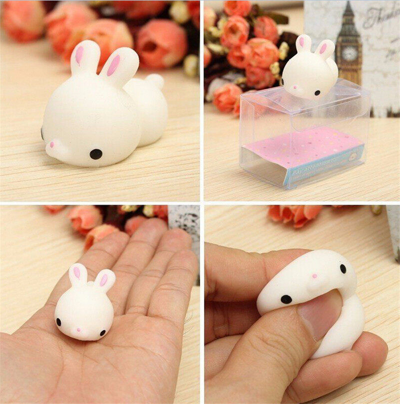 Huhe Mochi Cute Bunny Rabbit Squishy Squeeze Healing Stress Reliever Toy Gift Decor