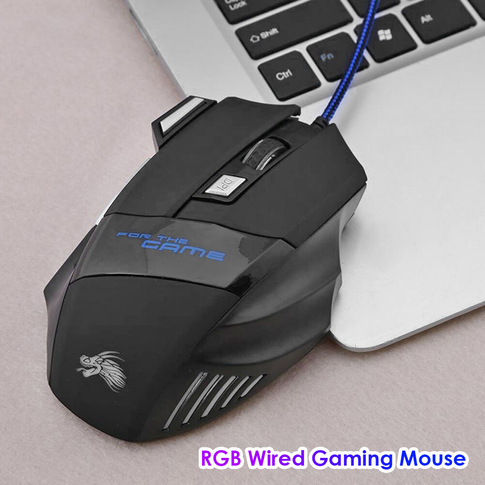 Chuột Chơi Game Đèn Nền 7 Màu, Chuột Chơi Game PC Quang Có Dây Điều Chỉnh DPI