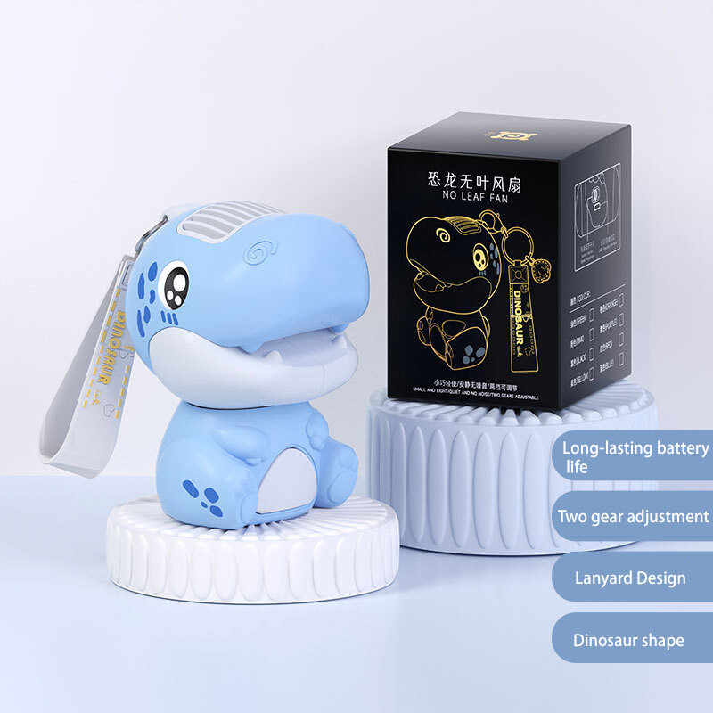 KUDIIXONG Dinosaur small fan mini cute portable UBS charging mute handheld leafless fan big wind children