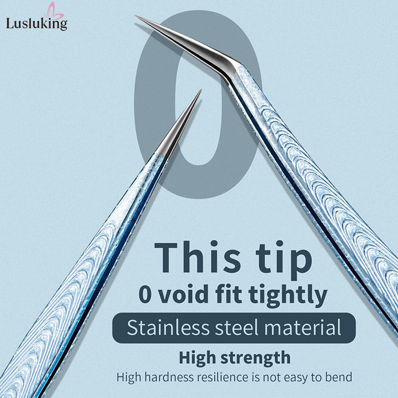 Eyelash Extension Tweezers With Cracked Ice Pattern Tweezers