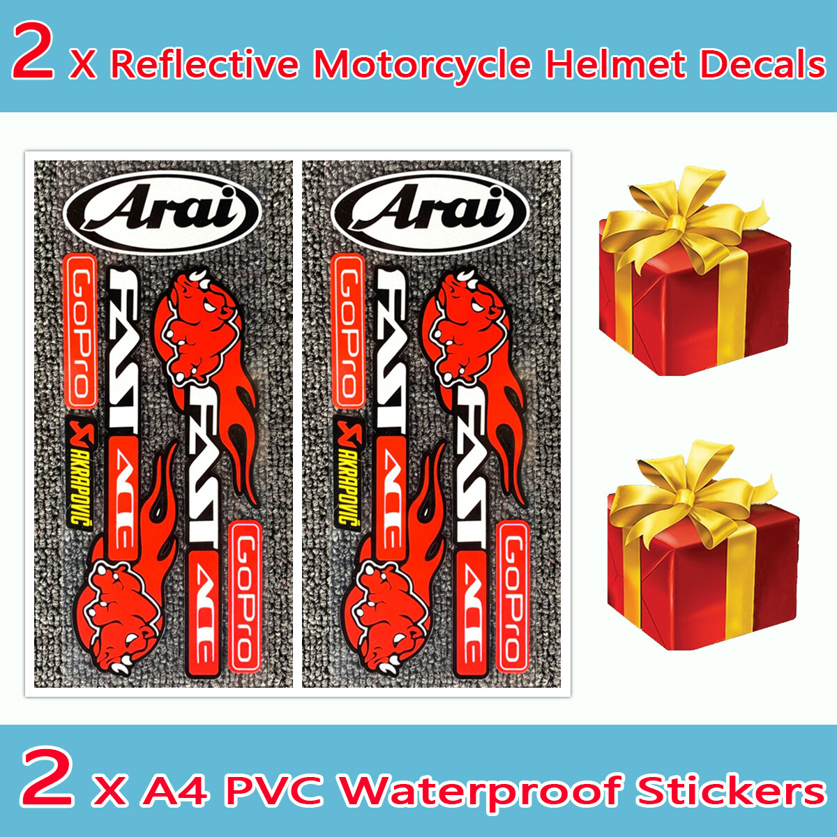 Reflective Coloured Strips 6 Colours Safety Stickers Bike Helmet Motorbike