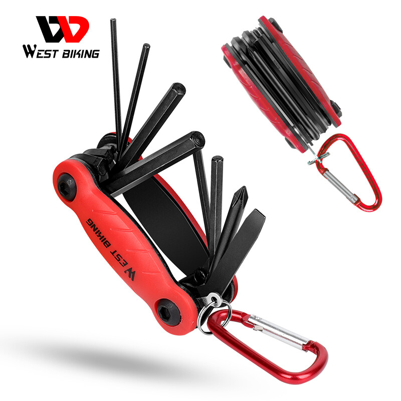 West Biking 8 In 1 Multifunction Bicycle Repair Tools Set Allen Wrench Kit Cycling Screw Tool S2 Steel MTB Road Bike Repairs Tools Bicycle Accessories