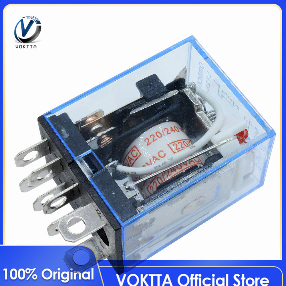 Original VOKTTA 2PCS 12V DC/220V AC Spule Power Relay Relais LY2NJ DPDT 8PIN HH62P Socket Base