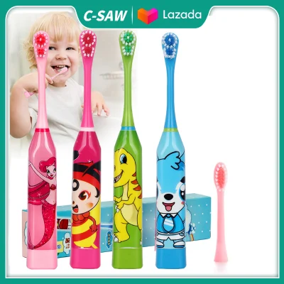 C-SAW Cartoon Pattern Children Electric Toothbrush Double-sided Tooth Brush Heads Electric Teeth Brush or Replacement Brush Heads Kids