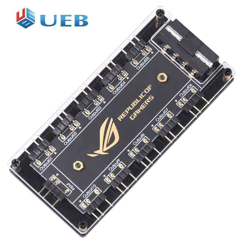 Rgb fan hub argb cable splitter hub adapter for asus/msi/gigabyte motherboards