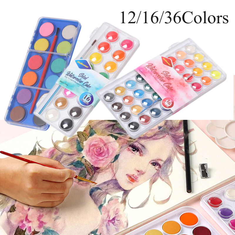 Mua 12/16/36 Màu Sắc Bàn Chải Bút Mới Aquarelle Vẽ Bộ Sơn Acrylic Sắc Tố Sơn Dầu Màu Nước Rắn Cọ Vẽ