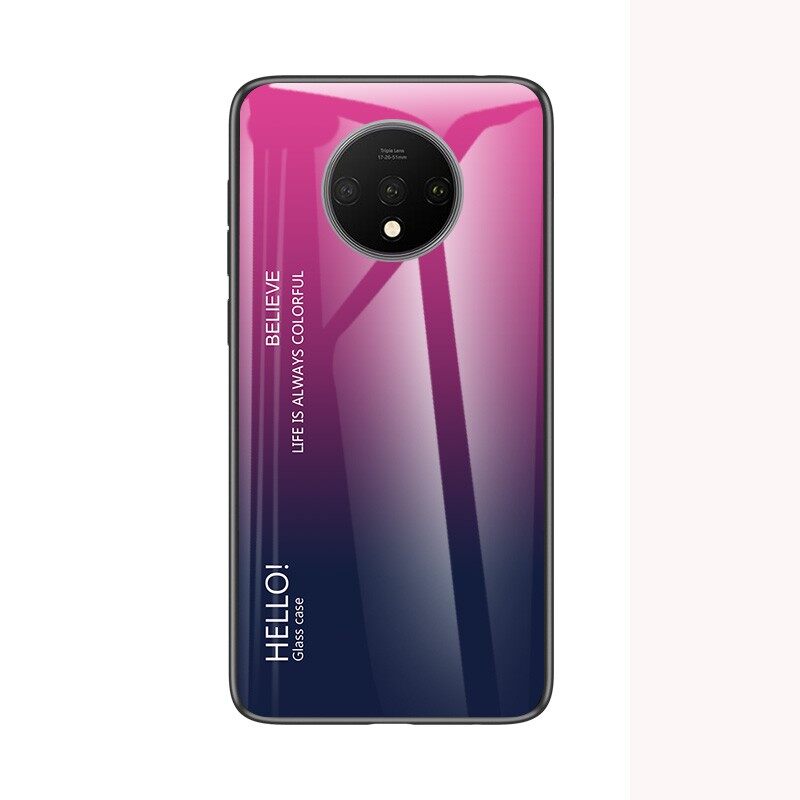 Oneplus 5 6 7 5t 6t 7t pro case gradient color tempered glass hard case one plus 7t oneplus7t 7 t back cover