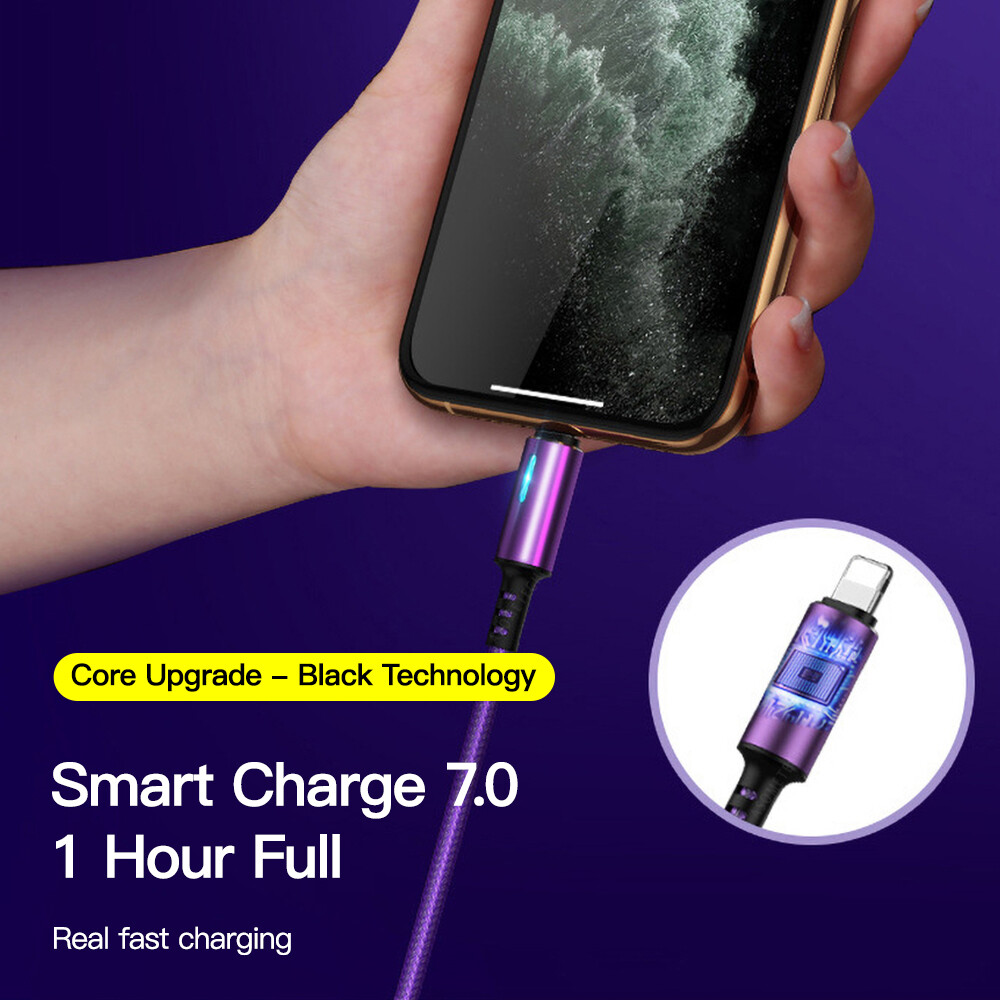 TOPZERO Cáp Dữ Liệu Sạc Nhanh 3A Cáp Sạc USB Bện Bằng Nylon Ánh Sáng Thở Micro USB Lightning Type-C Cho iPhone 6 7 8 Plus 11 X XS XR XS Max 11 Pro Max Samsung S20 S10 Xiaomi Huawei OPPO vivo
