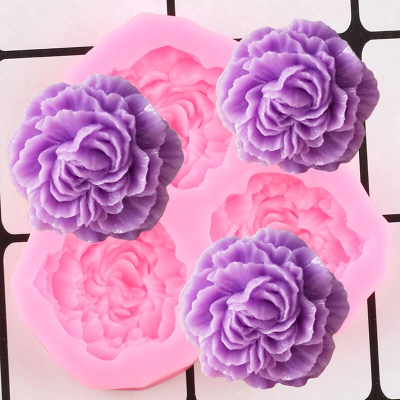 Ministar Peony Flower Silicone Mold Wedding Cupcake Topper Fondant Cake Decorating Tool