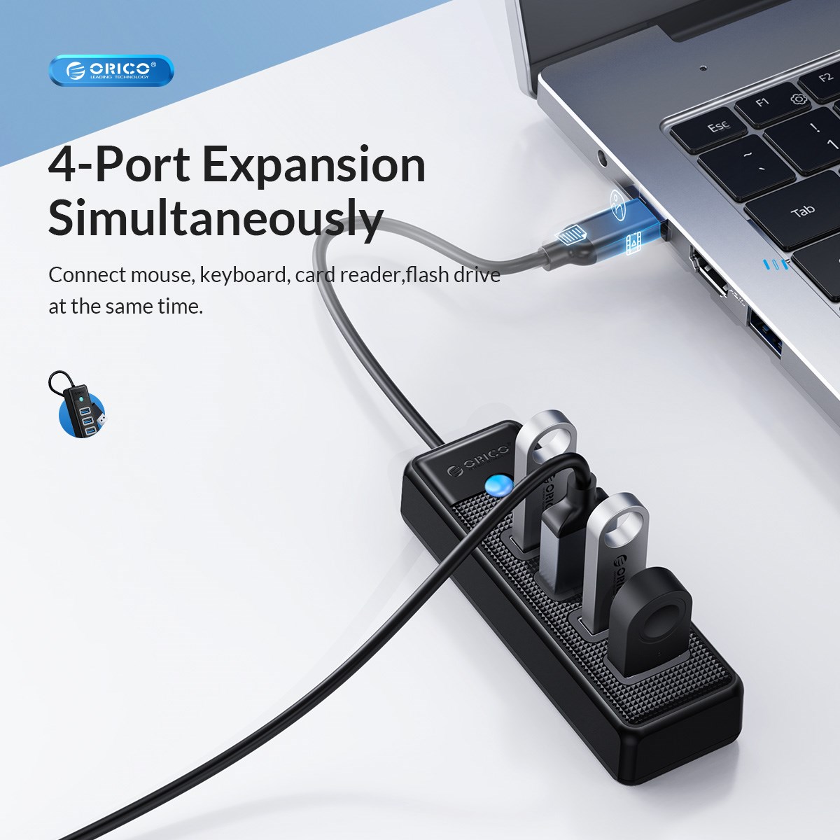 ORICO Bộ Chia Cổng USB Bộ Chuyển Đổi Nhiều 4 Cổng 3.0 Bộ Chia Nhiều Cổng USB Nguồn Micro USB Mở Rộng OTG Tốc Độ Cao Cho Máy Tính PC Phụ Kiện Máy Tính Bộ Chia Usb Adaptador Bộ Chia Usb Có Nguồn Điện