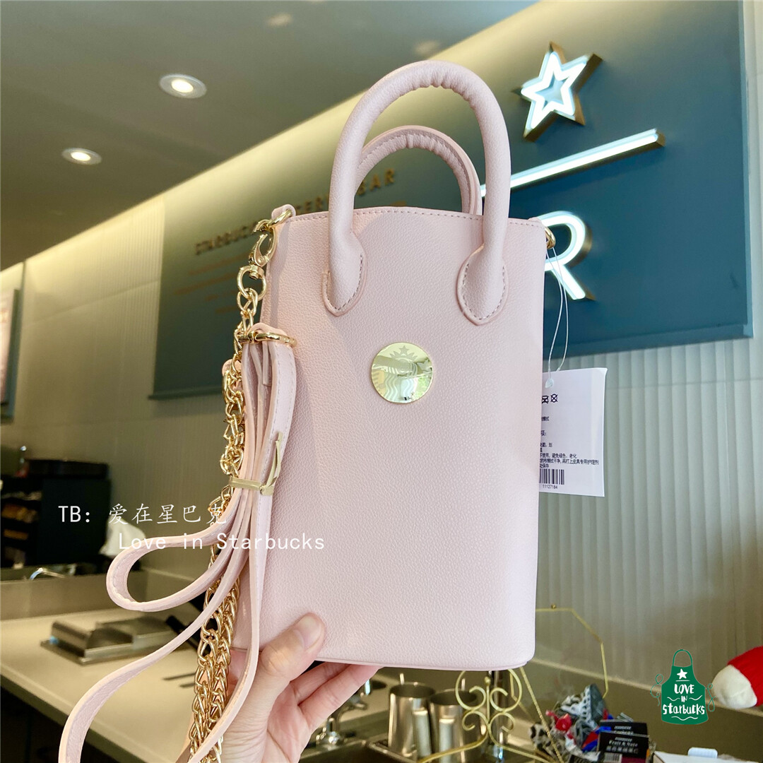 Starbuck 50th Anniversary Tot Portable Shoulder Bag Double Shoulder Bag Pink Round Cake Chain Mini Bag Cashmere Messenger
