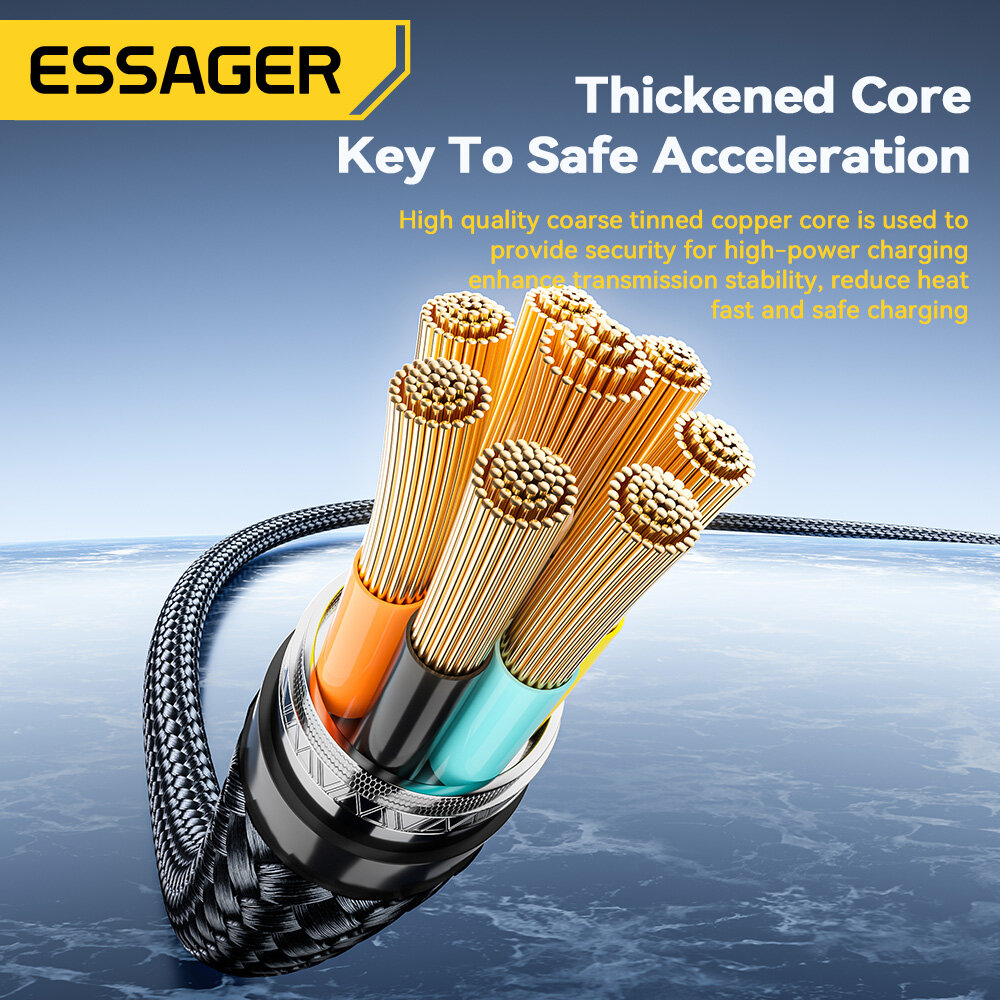 Essager PD 240W Loại C để Loại C Cáp sạc siêu nhanh 5A Sạc nhanh PD 3.1 Loại C Cáp cho iPhone 15 Xiaomi Redmi Huawei Mate 60 Pro Oneplus Samsung danh dự Oppo viv