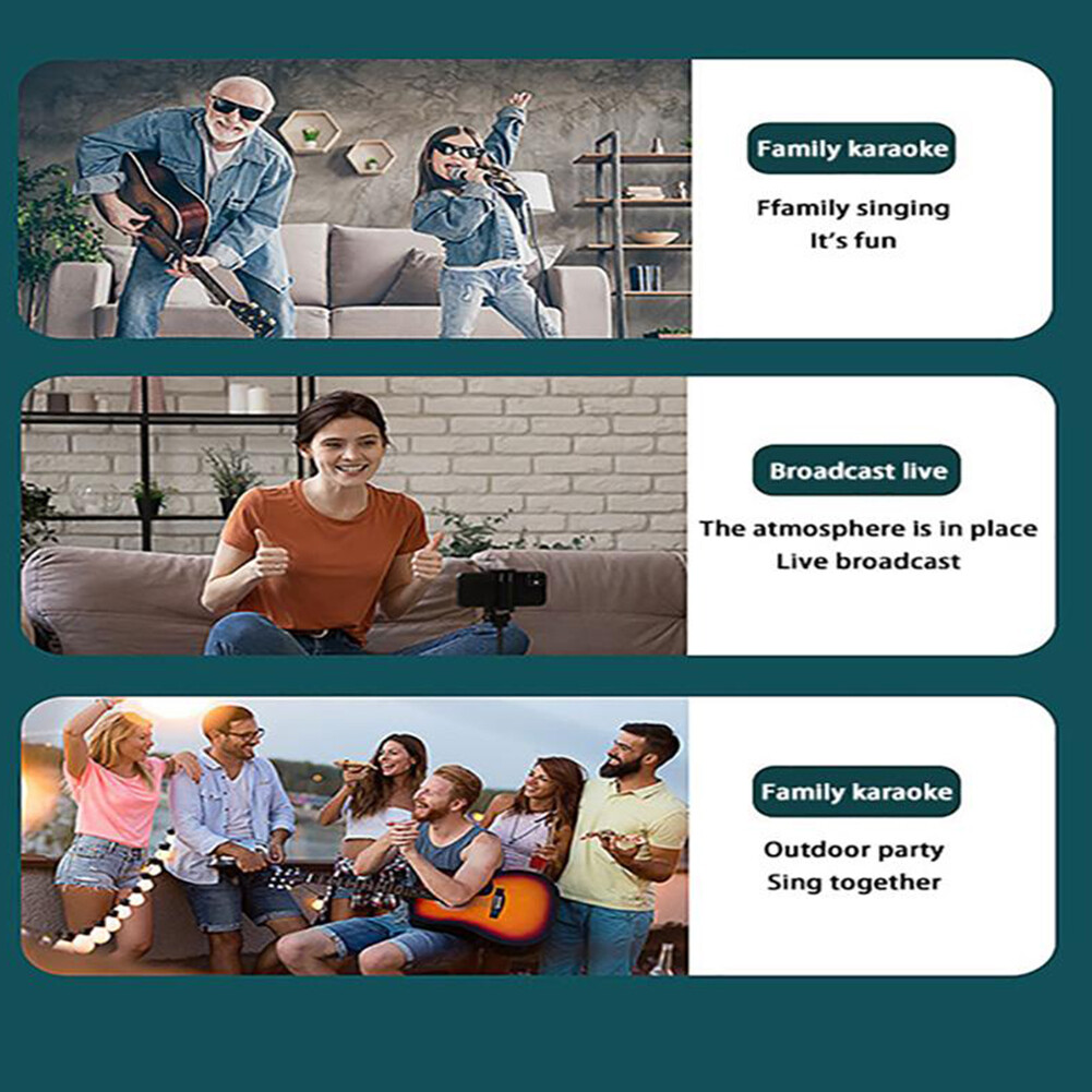 Portable Mobile Karaoke Speaker Machine with Dual Microphone Wireless Karaoke Speaker Machine Voice Changer Bluetooth-compatible 5.0 Support TF Card