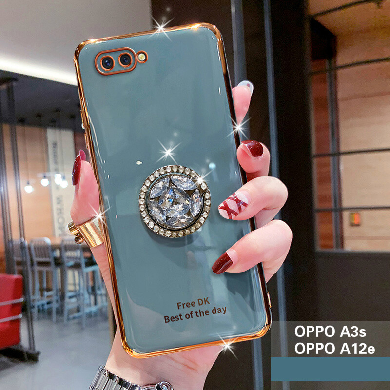 For OPPO A3s / OPPO A12e Electroplated Letters Phone Case For OPPO A3s / OPPO A12e Phone Case Bling Crystal Holder Cover Soft TPU Back Cover