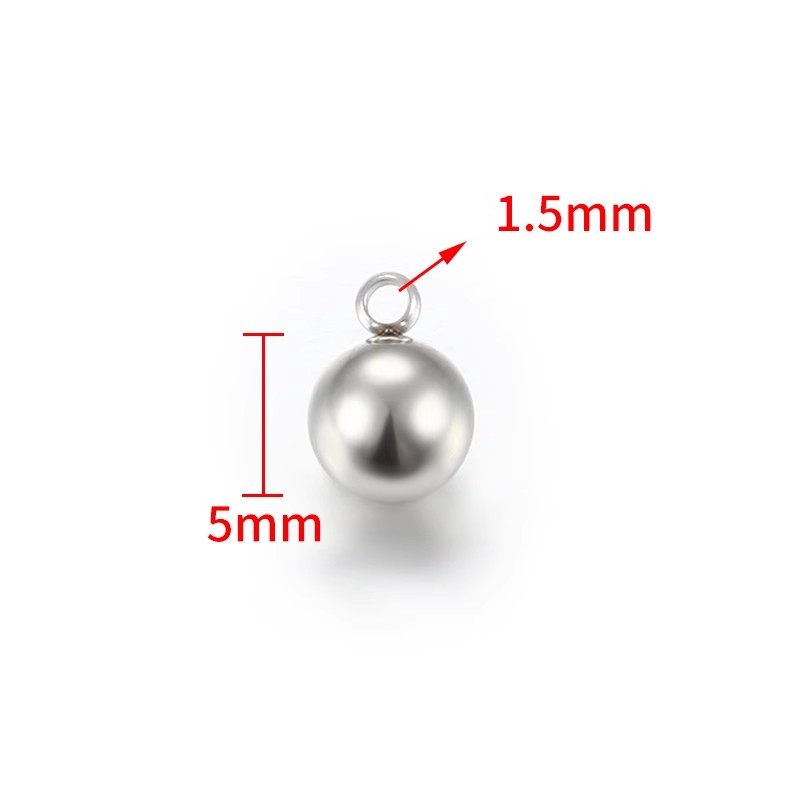 Stainless Steel Welded Ring Steel Ball 5mm Bead DIY Jewelry Beads Accessories Pendant