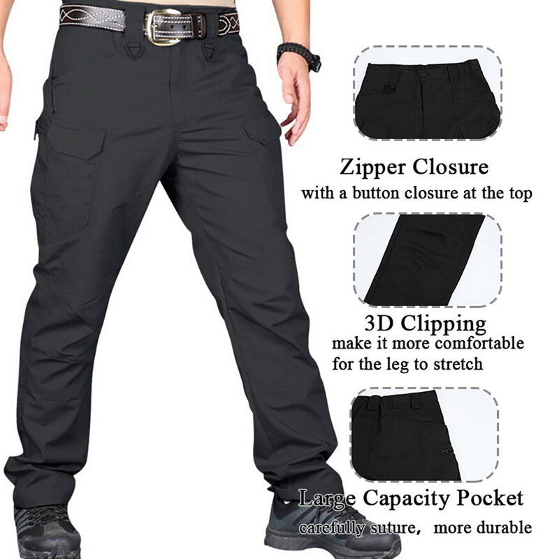 Fuguiniao Men'S Pants Cargo City Tactical Trousers Jogger Sports Slack Hiking Special Service Pants Special Forces Army Long Pants M-6XL