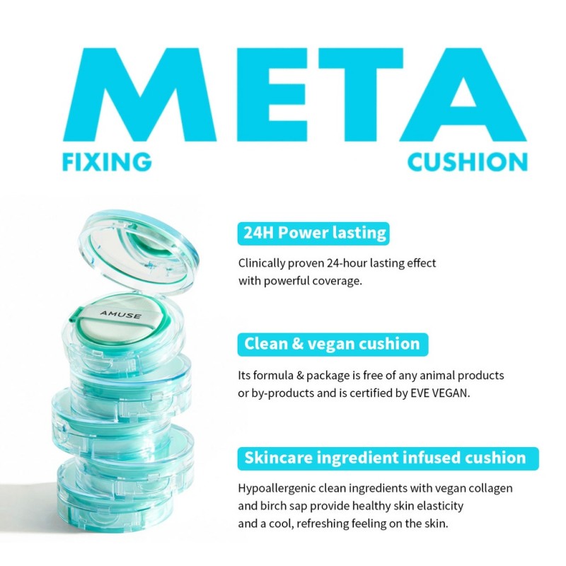 [100% Original] Phấn nước AMUSE Meta Fixing Vegan Cushion SPF45 PA++
