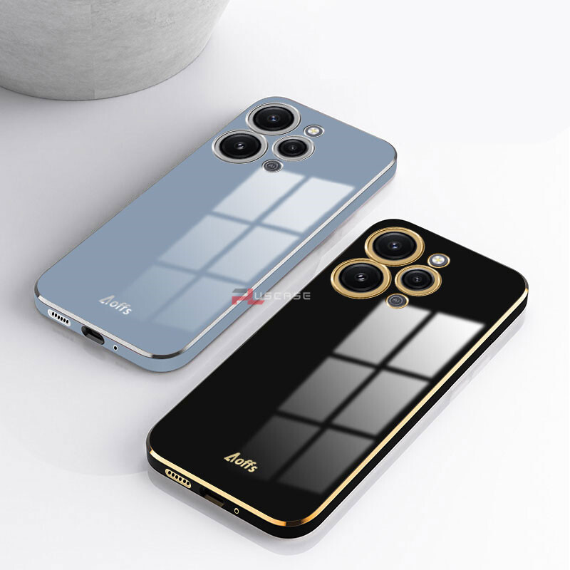 PlusCase for Xiaomi Redmi 12 4G 6D Plating Soft Case Lens Protector Square Frame Silicone Glossy Shockproof Phone Back Cover