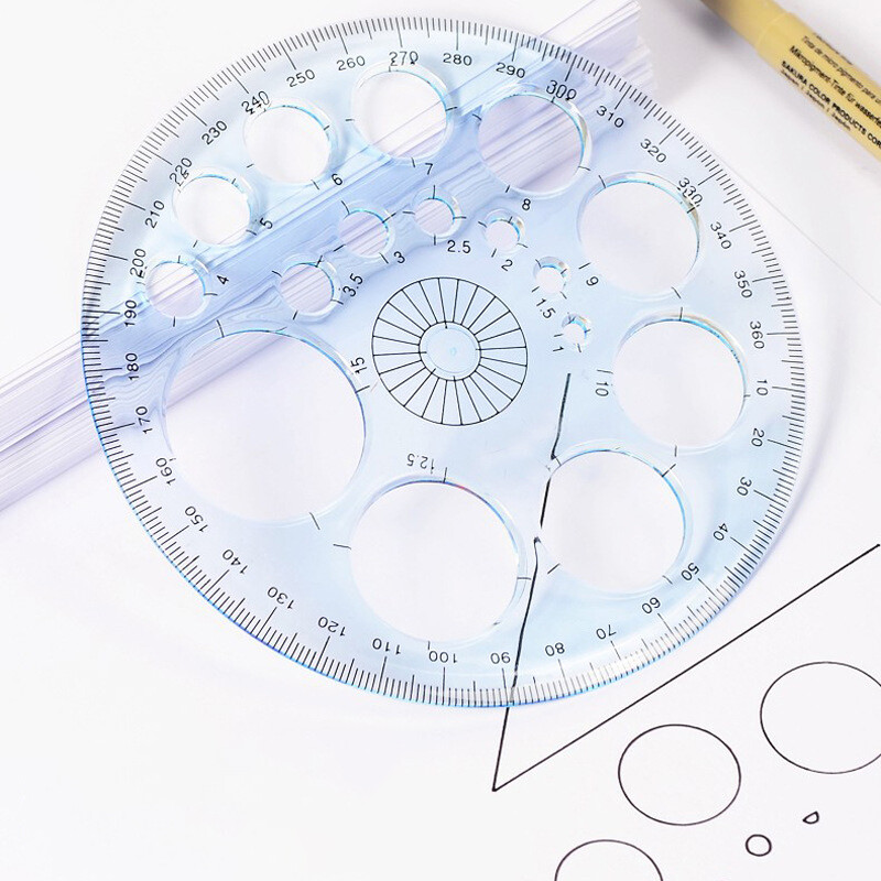 360 Degree Circular Plastic Protractor Ruler Template Circle Drawing Tool Office School Stationery Transparent