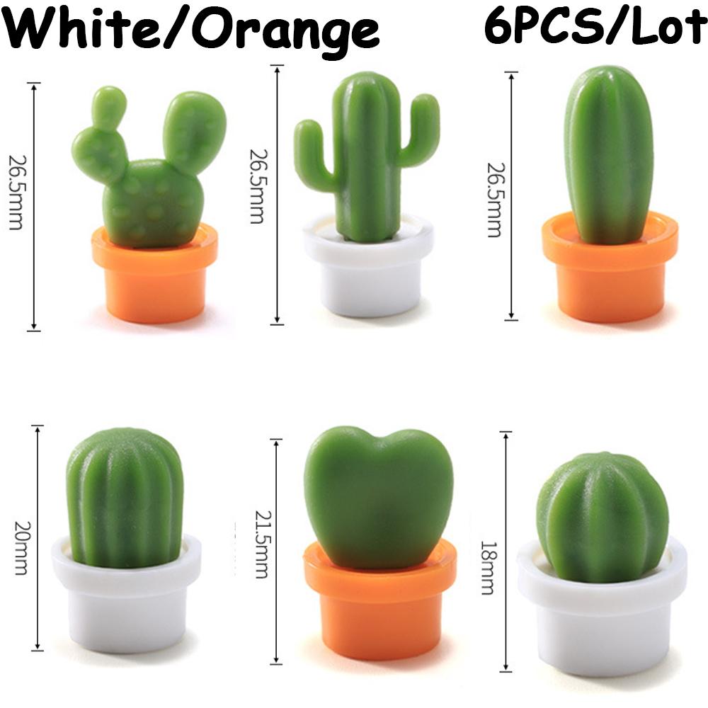 6PCS/Lot Refrigerator Magnet Cute Kitchen Message Board Home Decoration Magnetic Stickers Simulation Cactus Refrigerator Magnet Succulent Potted