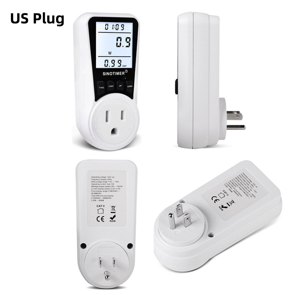 DDS109L Energy Power Consumption Wattmeter Plug-in Socket Power Kilowatt Wattage Meter Electricity Usage Monitors Energy Power Consumption Watt Meter Plug-in Socket Power Kilowatt Wattage Meter 100-240V