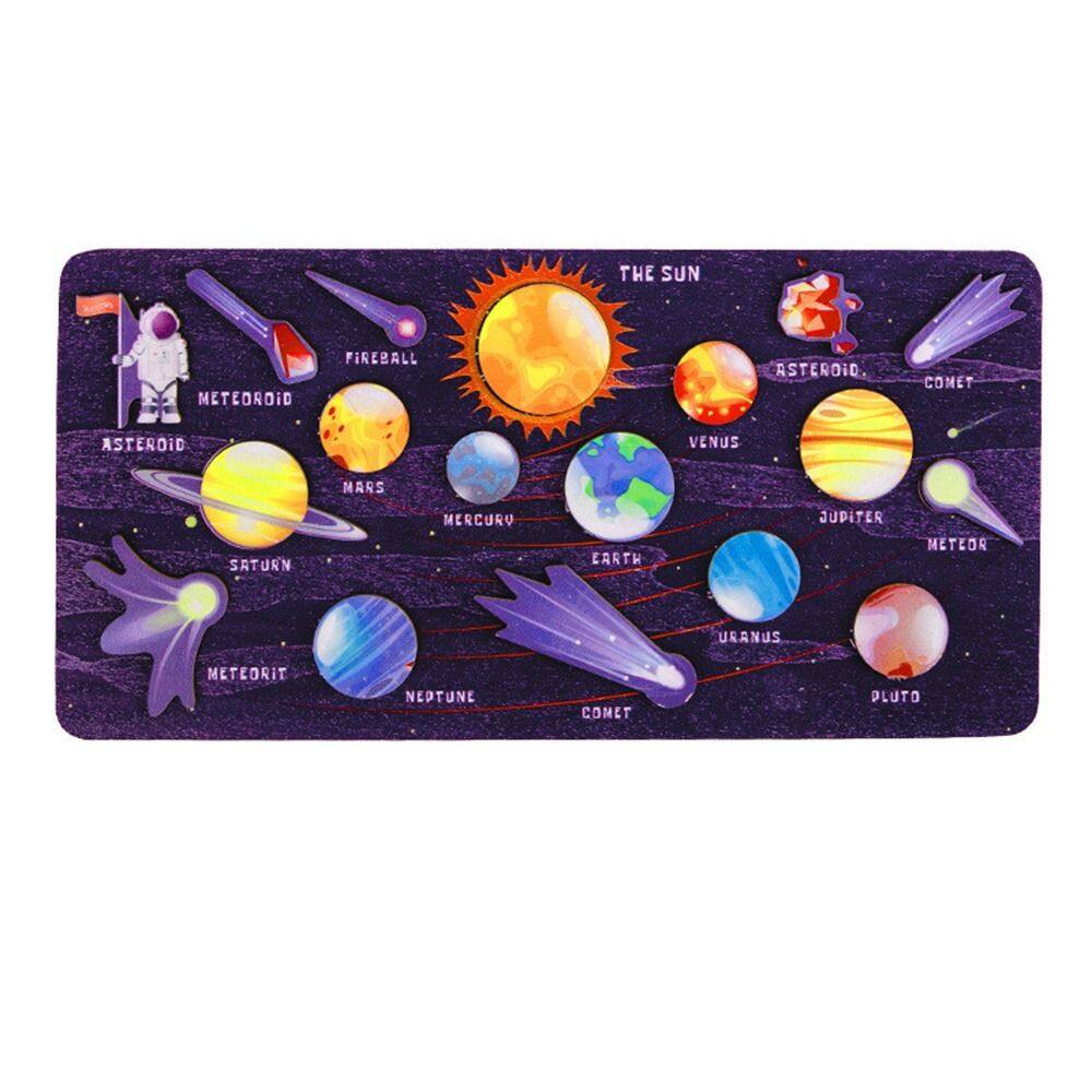 SHEBE Learning Toy Educational Astronomy Universe Boy Girl Planet Matching Solar System Puzzle Planet Puzzles Jigsaw Tray Wooden Puzzle dụng cụ học tập