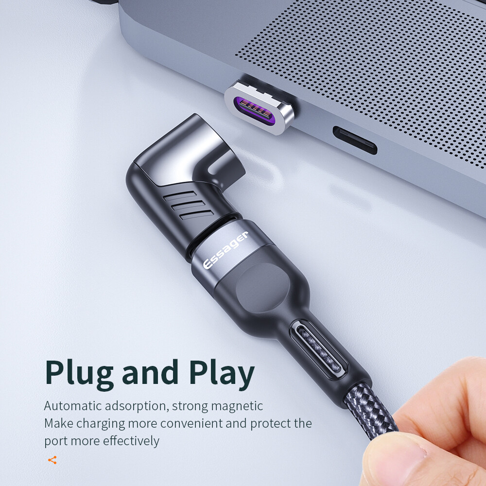 Essager Bộ Chuyển Đổi Từ Tính USB Type C 100W Cho Mackbook Pro Huawei USB-C Bộ Chuyển Đổi Đầu Nối...