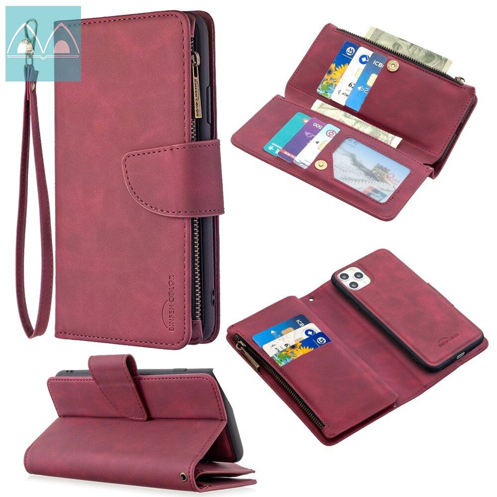 Luxury Leather Zipper Wallet Case For Apple iPhone 6 6S 7 8 Plus X XR XS Max SE 2020 iPhone 11/11 Pro/11 Pro Max Fashion Magnetic Detachable 2 in 1 Back Cover with Stand Cards SLots Casing