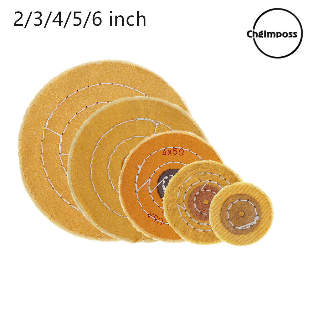 ChgImposs 2 Inch/ 3 Inch/ 4 Inch/ 5 Inch/ 6 Inch Yellow Cotton Polishing Wheel Cloth Buffing Wheel Grinder Buffer Cotton Pad for Metal Polishing Car Polishing