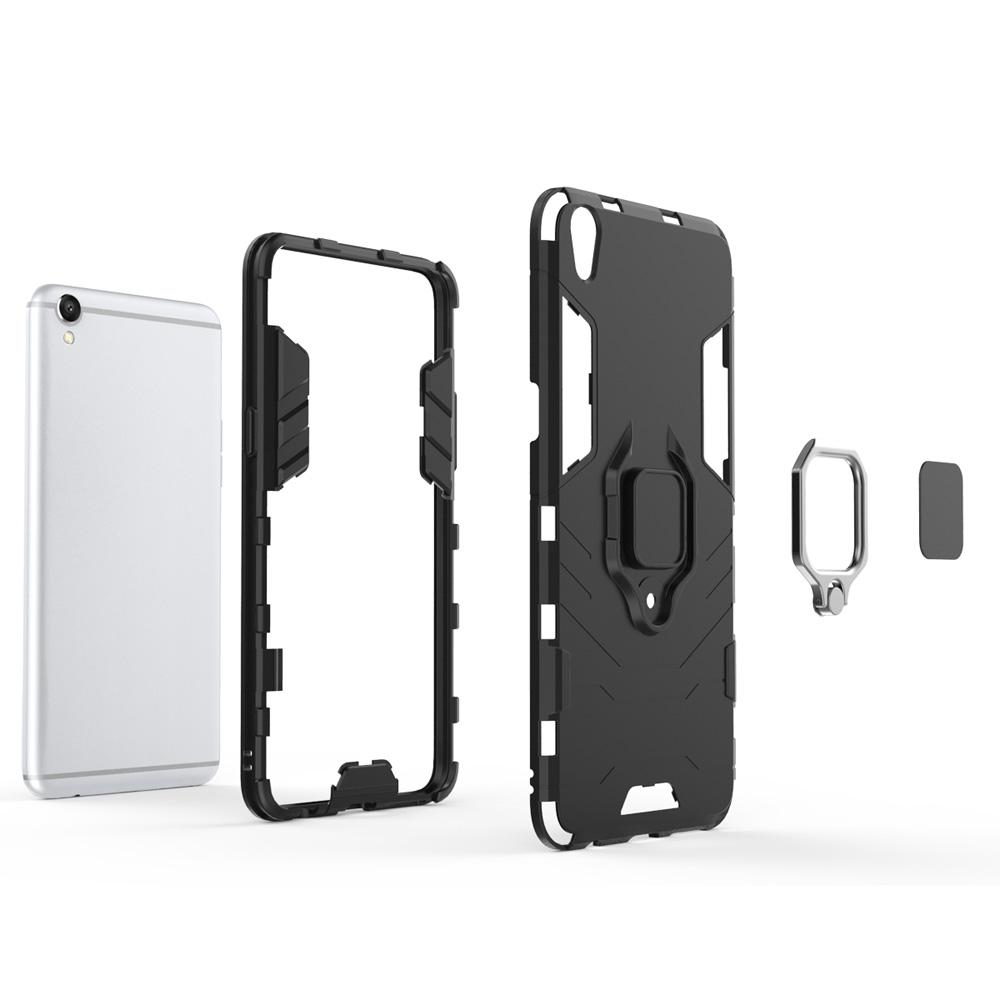 PC + TPU Shockproof Protective Case for OPPO R9 Plus, with Magnetic Ring Holder (Black)