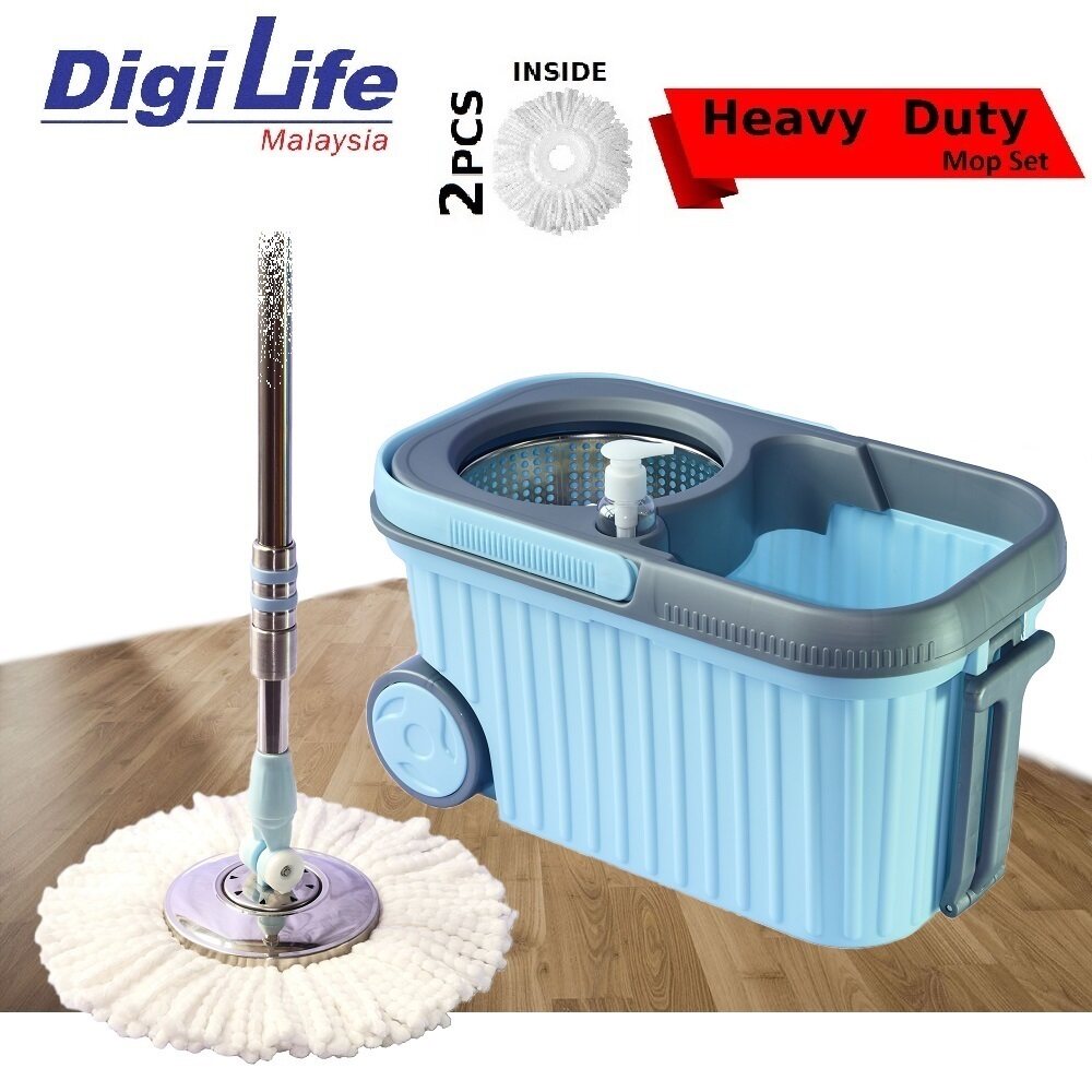 DIGILIFE Strong Durable Big Pail Microfiber Spin Mop Floor Cleaner