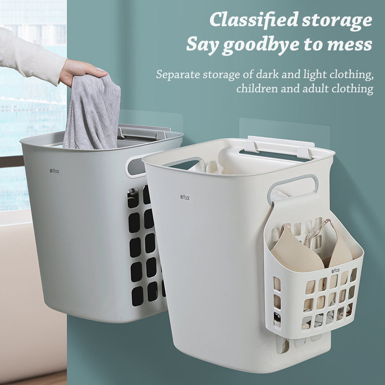 Homenhome Wall-Mounted PP Large Capacity Laundry Basket with Handle