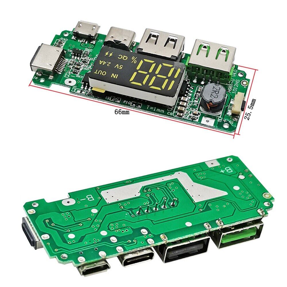【‘； led dual usb 5v 2.4a micro/type-c usb mobile power bank 18650 charging module lithium battery charger board circuit protection