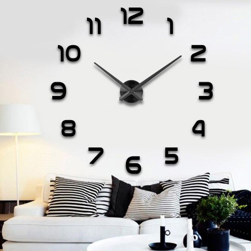 40*40cm DIY Analog 3D Mirror Surface Large Number Clock Wall Stickers Modern Home Decor Mirror Mural Vinyl Removable Sticker Decals