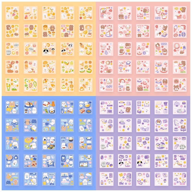 100 Sheets Boxed Cartoon Glittering Stickers Student Decorative DIY Material Stickers Set