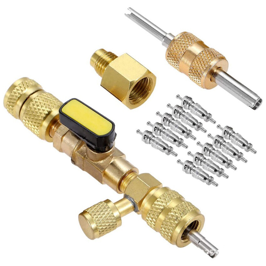 R410A R22 Valve Core Remover Installer Tool with Dual Size SAE 1/4 & 5/16 Port for R404A R407C