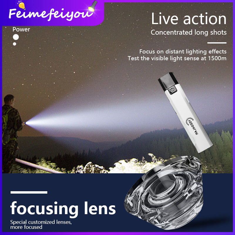 Mini Flashlight USB Rechargeable Outdoor Small Flashlight Walking Portable Household Lighting Flashlight
