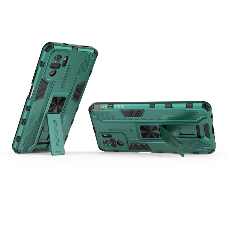 PlusCase for Xiaomi Redmi Note 10 10S Case Shockproof Kickstand Armor Camera Lens Protector Hard Back Cover