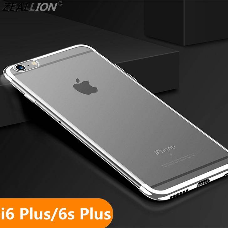 Zeallion For Apple iPhone 6 Plus/6s Plus 5.5  Plating Transparent Ultra Slim Soft TPU Clear Back Case Cover