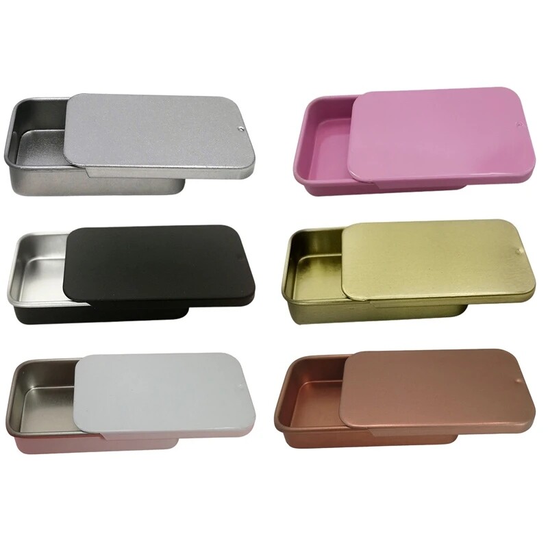 1 Cái Hộp Đựng Đồ Đẩy Bằng Thiếc Hình Chữ Nhật Nhỏ Lọ Thiếc Rỗng Bằng Kim Loại Hộp Đựng Nắp Trượt Hộp Đựng Thuốc Viên Kẹo Hộp Đựng Đồ Mini Cầm Tay