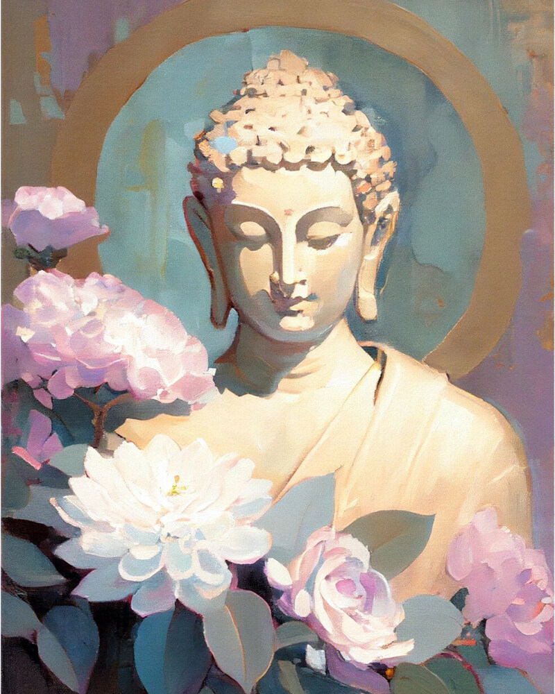 【ORFON】Paint by numbers 20*30/40*50cm DIY frame Buddha statue manual