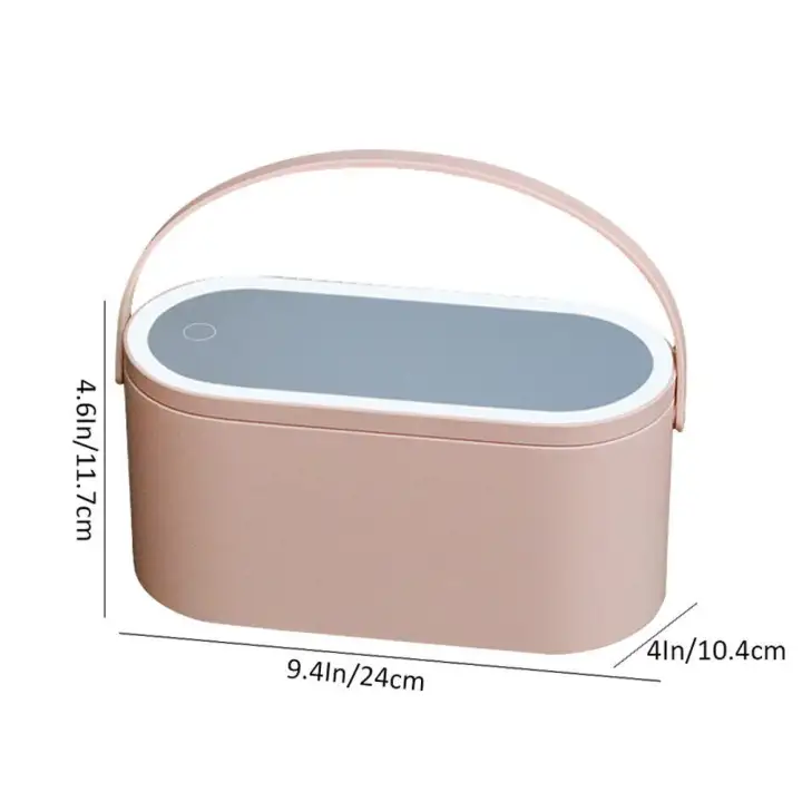Flyupward Travel Makeup Tools Case With Led Lights Mirror Creative 2 In 1 Cosmetics Organizer Portable Tool Storage Box
