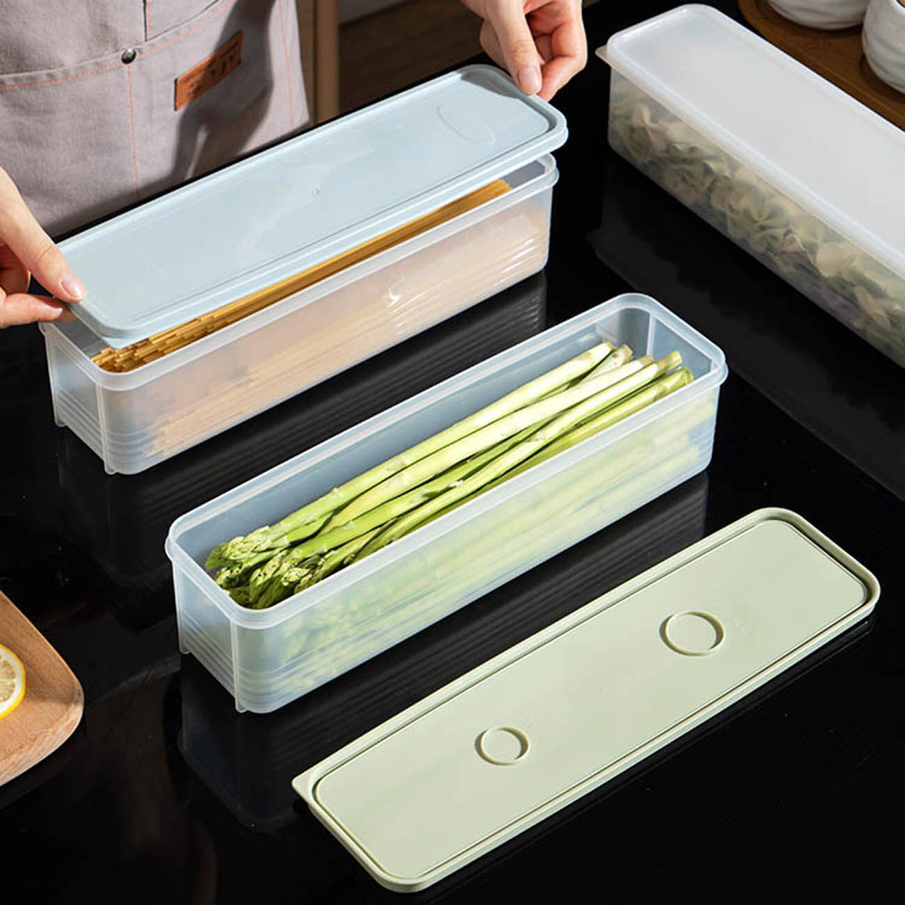 [CNMF Refrigerator Kitchen Food Grade Sealed Multigrain Noodle Fresh-keeping Box with Cover,Cnmf set of 1 Vietnamese plastic food container,]