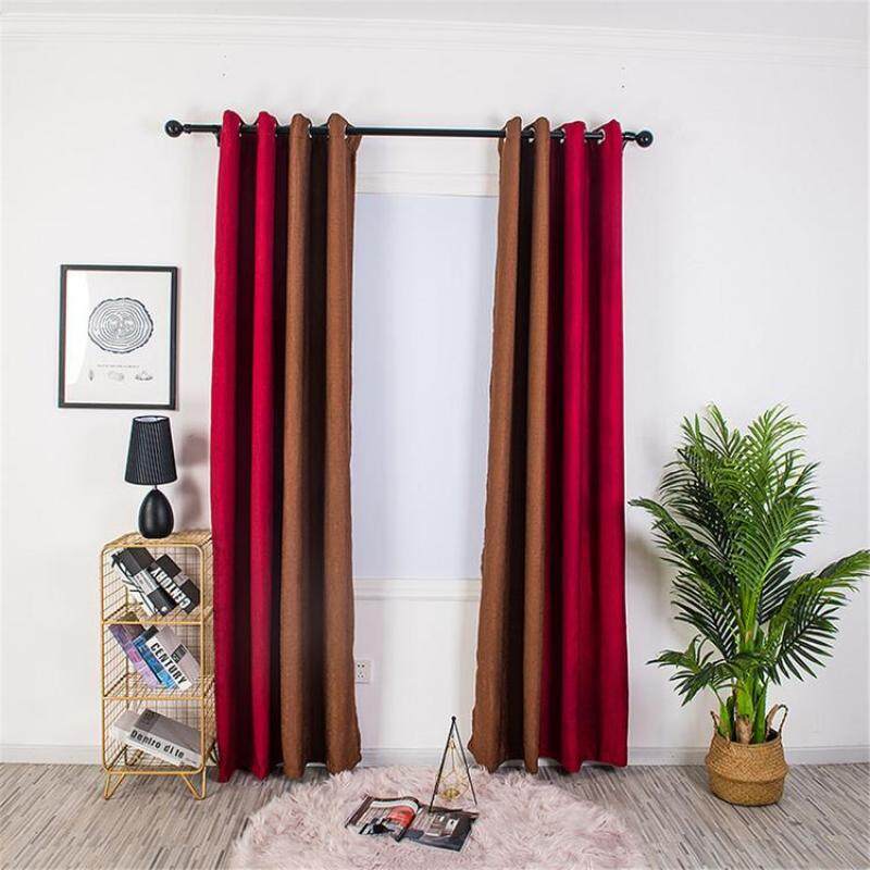 Thời Trang Màn 2 Màu Vải Lanh Màn Cách Nhiệt Polyester Spliced Rèm Cửa Với Grommet Cho Phòng Khách Nhà Bếp Phòng Ngủ