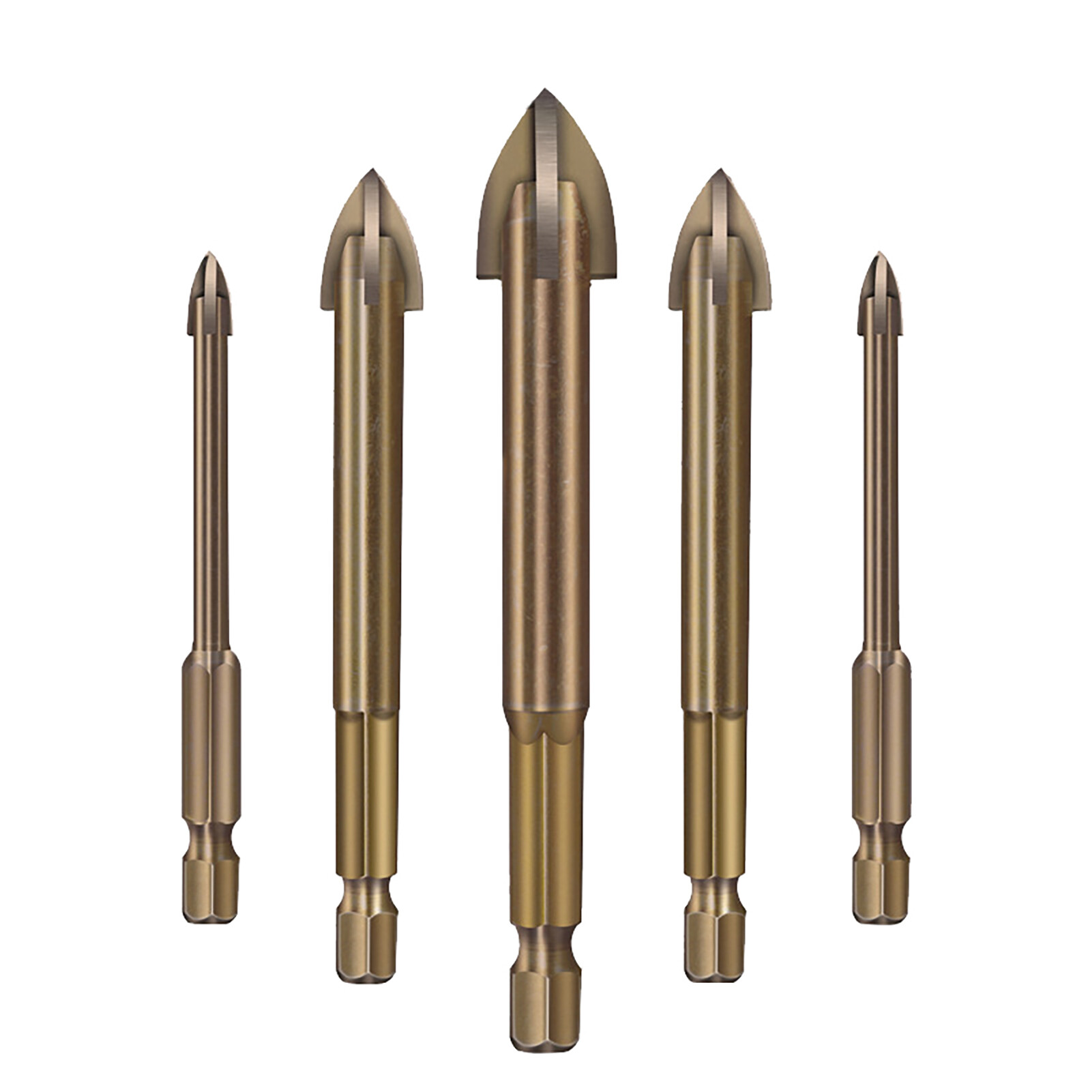 Farfi 5Pcs/Set Drill Bits Rust-Proof Multifunctional Alloy Marble Drill Bit Kit Drilling Tool