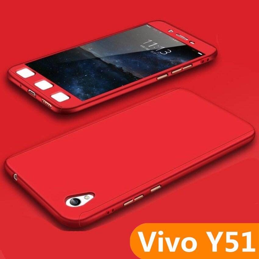 For Vivo Y51 Case Solid Color 360 Degree Full Body Protective Case Hybrid PC Hard +Tempered Glass