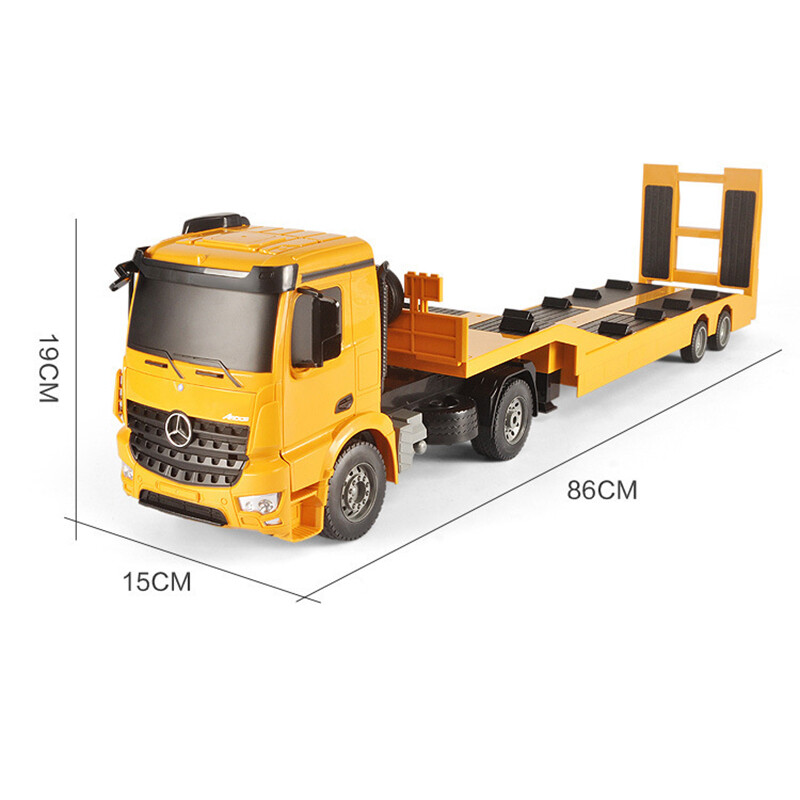 DOUBLE E Benz Licensed RC Tow Lorry Lori Control Truck Model Detachable Flatbed Semi Trailer Construction Engineering Tractor Remote Control 86cm 1:20 2.4Ghz Trailer Truck Electronics Hobby Toy with Sound and Lights E562