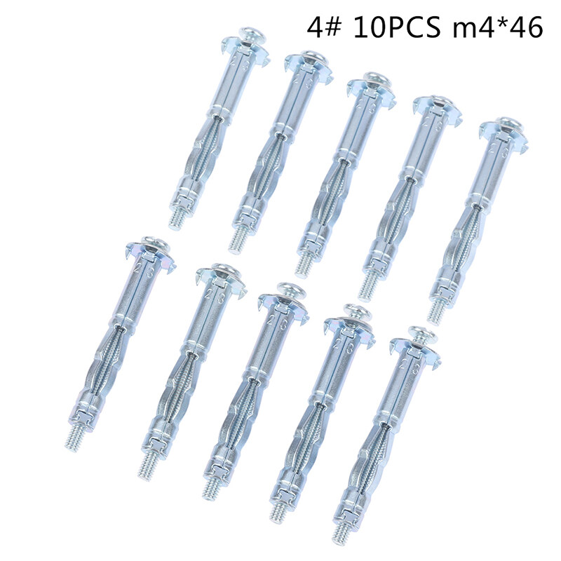 10Pcs M4 Hollow Wall Metal Anchor Kit Plasterboard Drywall Cavity Plug
